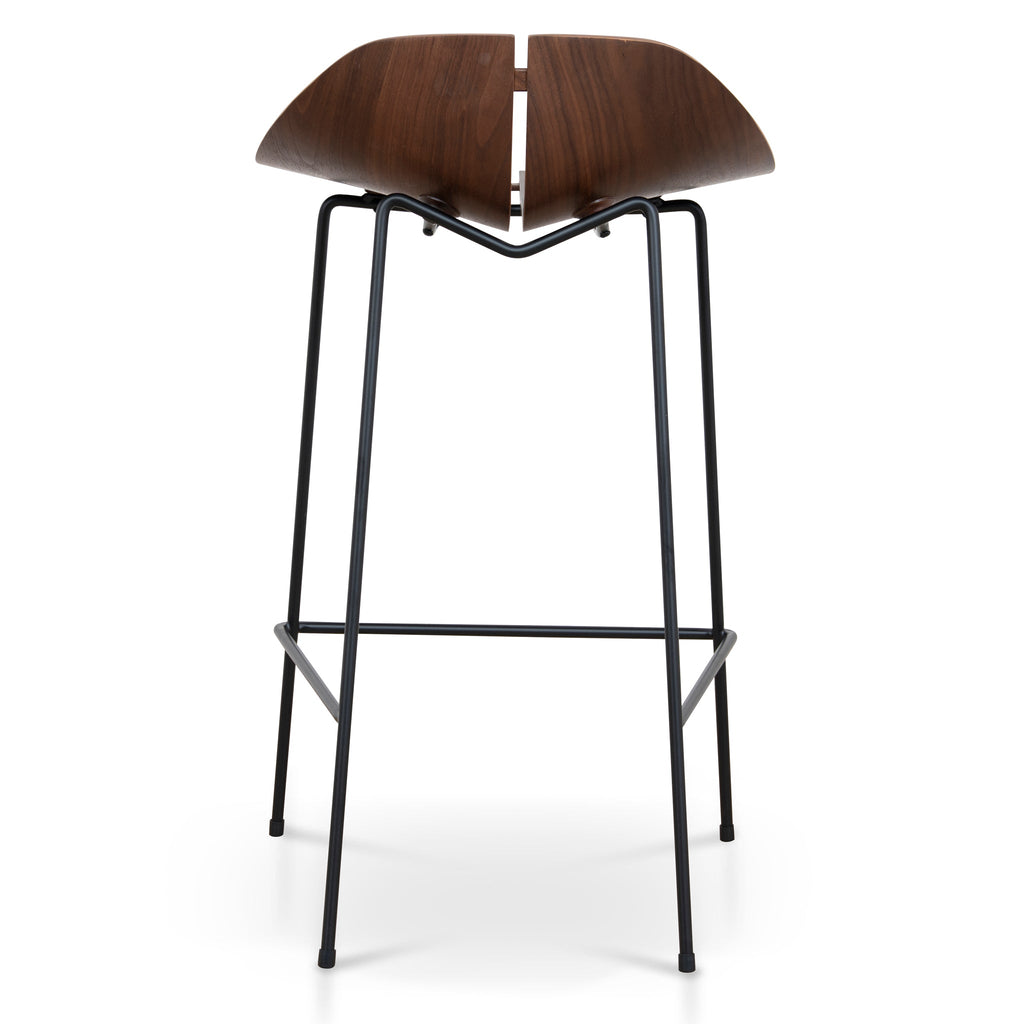65cm Matte Black Amalfi Bar Stool - Walnut