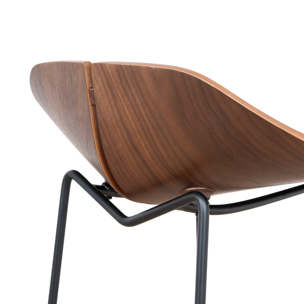 65cm Matte Black Amalfi Bar Stool - Walnut