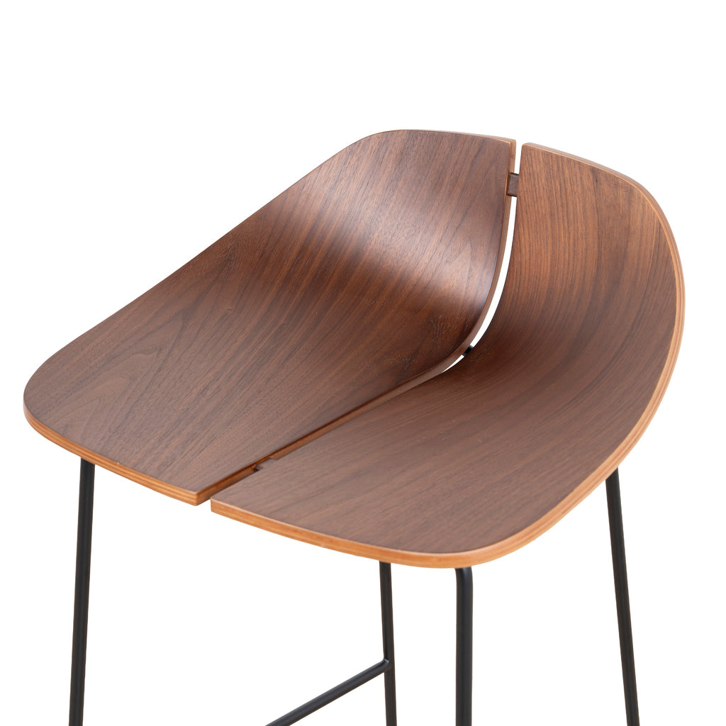 65cm Matte Black Amalfi Bar Stool - Walnut