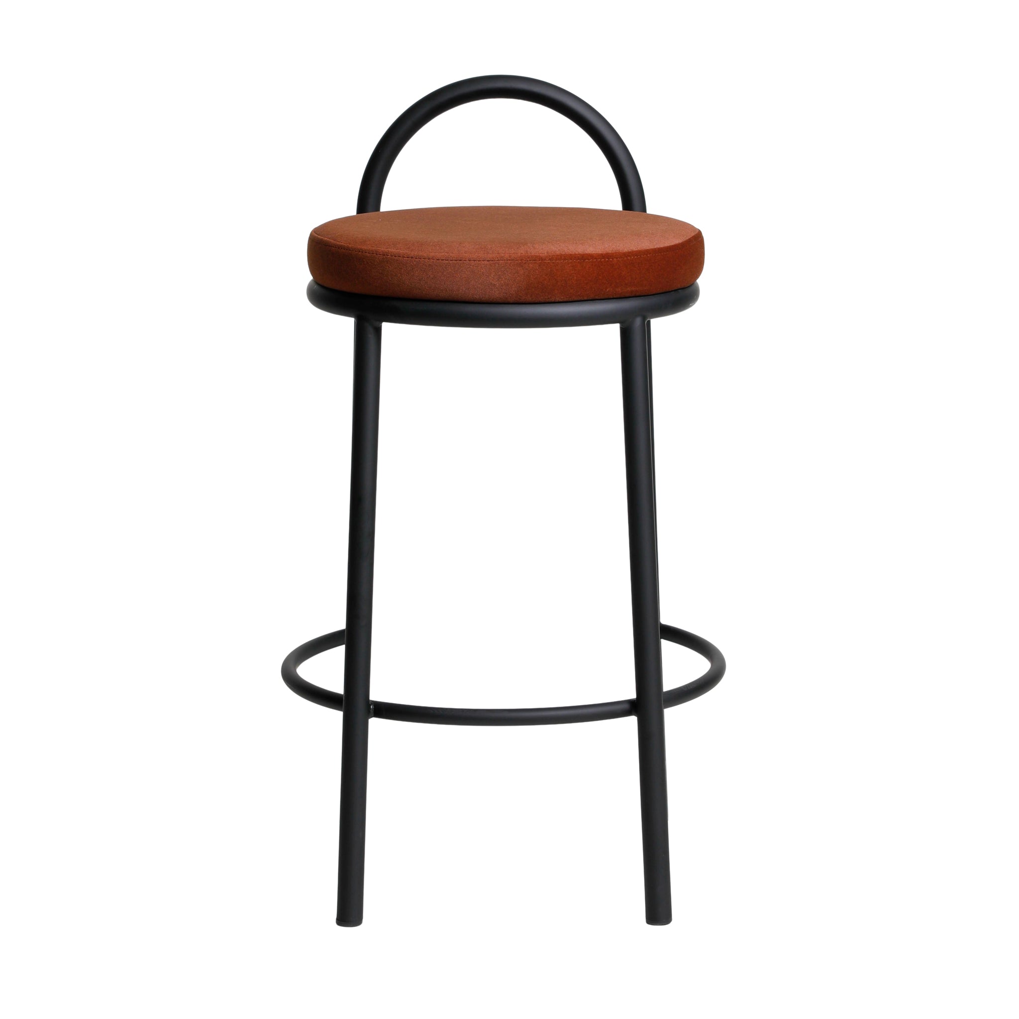 65cm Black Frame Amalfi Bar Stool - Burnt Brown (Set of 2)