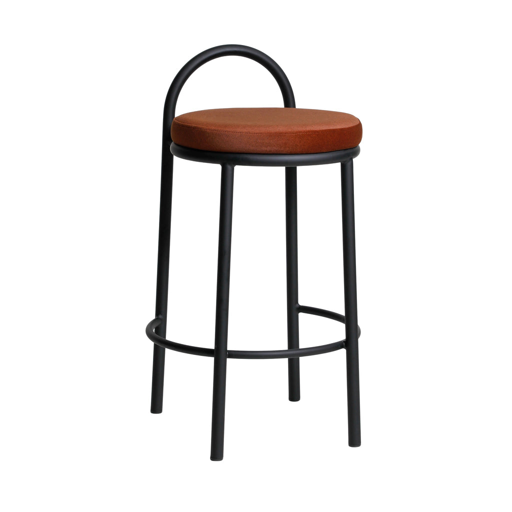 65cm Black Frame Amalfi Bar Stool - Burnt Brown (Set of 2)