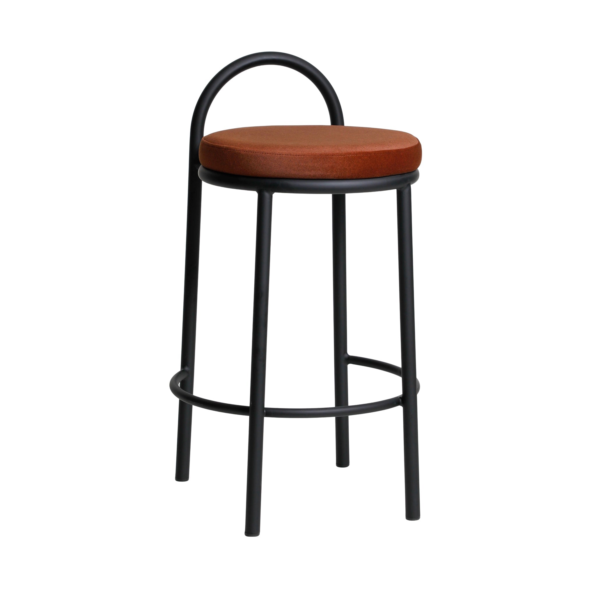 65cm Black Frame Amalfi Bar Stool - Burnt Brown (Set of 2)