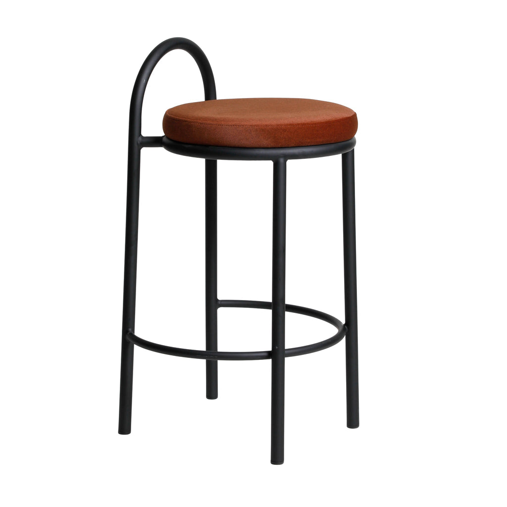 65cm Black Frame Amalfi Bar Stool - Burnt Brown (Set of 2)
