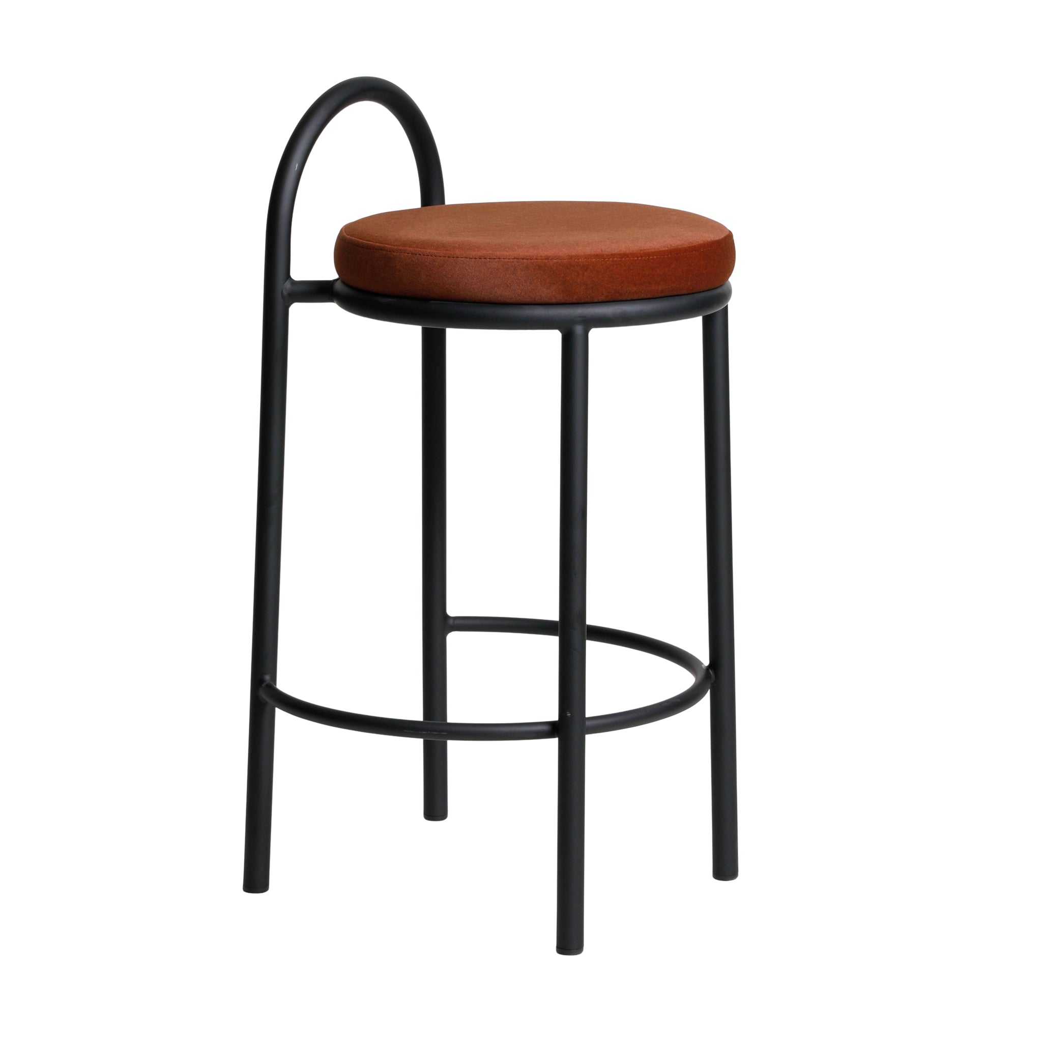65cm Black Frame Amalfi Bar Stool - Burnt Brown (Set of 2)
