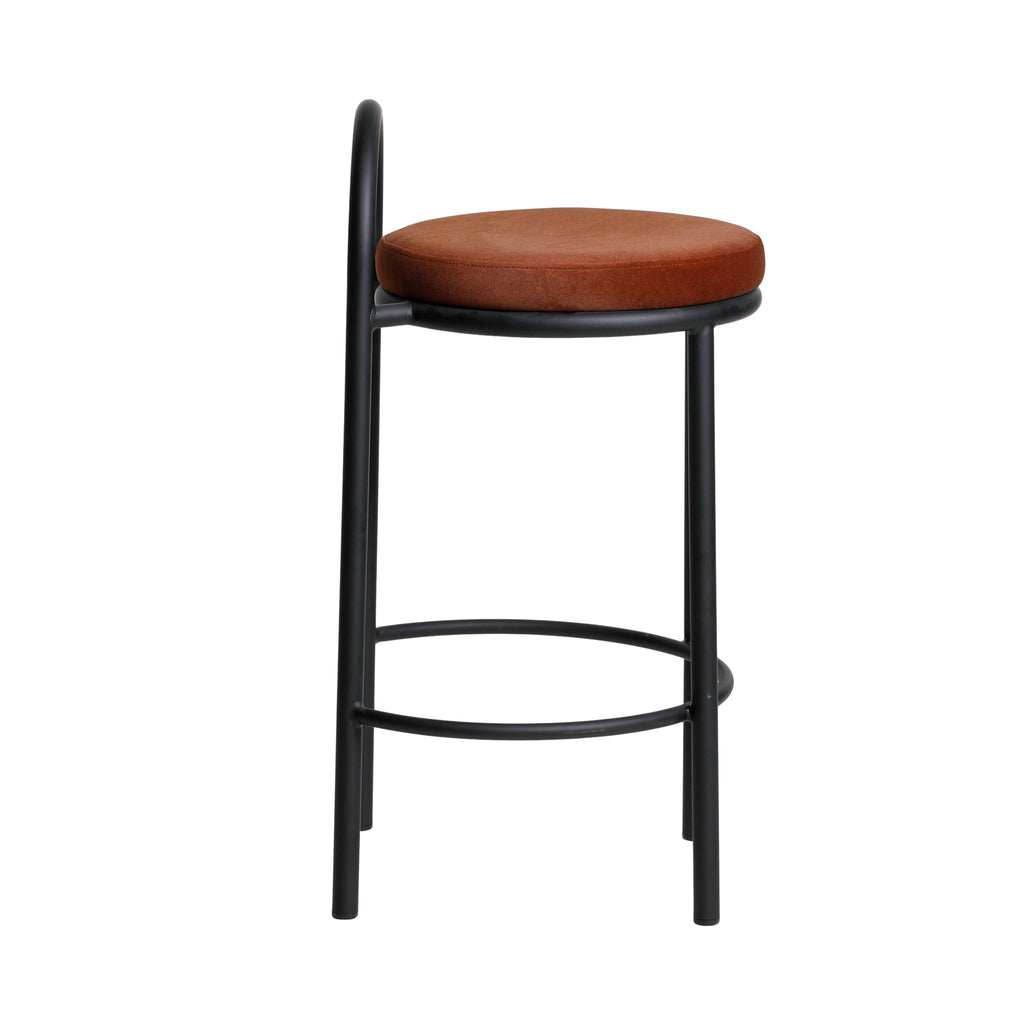 65cm Black Frame Amalfi Bar Stool - Burnt Brown (Set of 2)