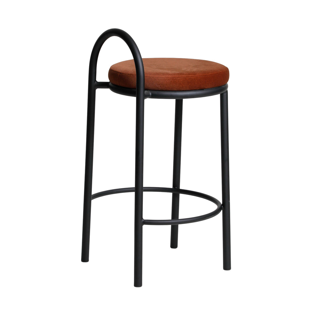 65cm Black Frame Amalfi Bar Stool - Burnt Brown (Set of 2)