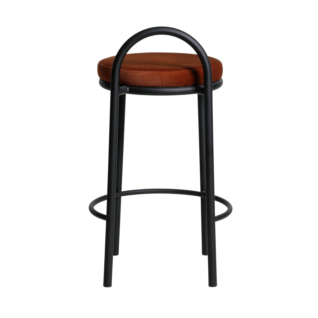 65cm Black Frame Amalfi Bar Stool - Burnt Brown (Set of 2)