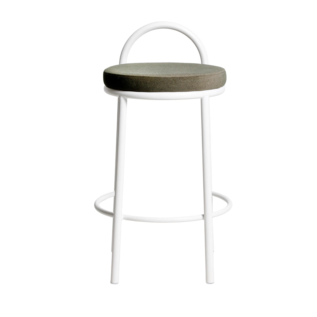 65cm White Frame Amalfi Bar Stool - Dark Moss Green (Set of 2)