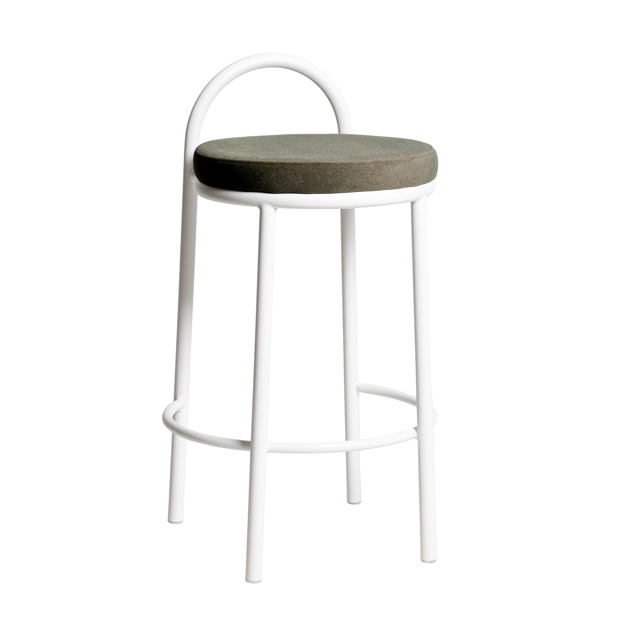 65cm White Frame Amalfi Bar Stool - Dark Moss Green (Set of 2)