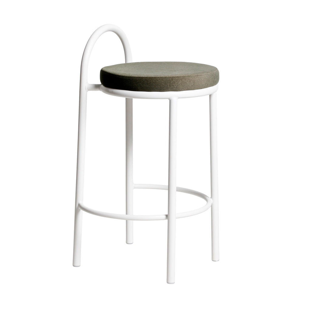 65cm White Frame Amalfi Bar Stool - Dark Moss Green (Set of 2)
