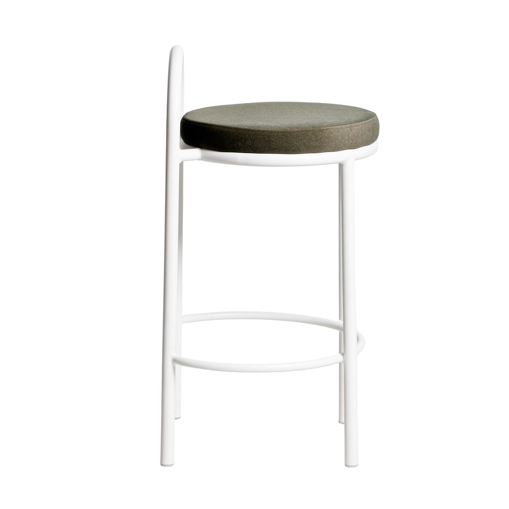 65cm White Frame Amalfi Bar Stool - Dark Moss Green (Set of 2)