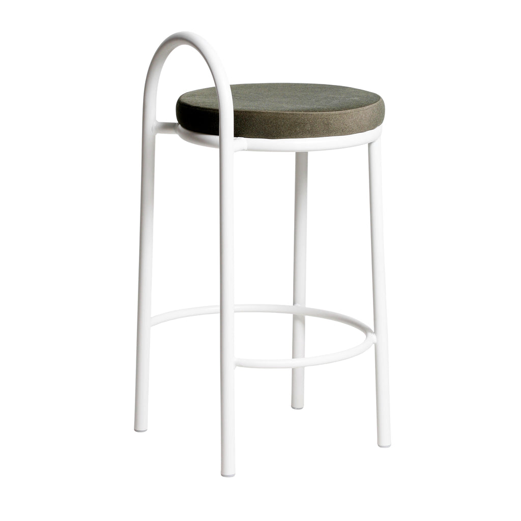 65cm White Frame Amalfi Bar Stool - Dark Moss Green (Set of 2)