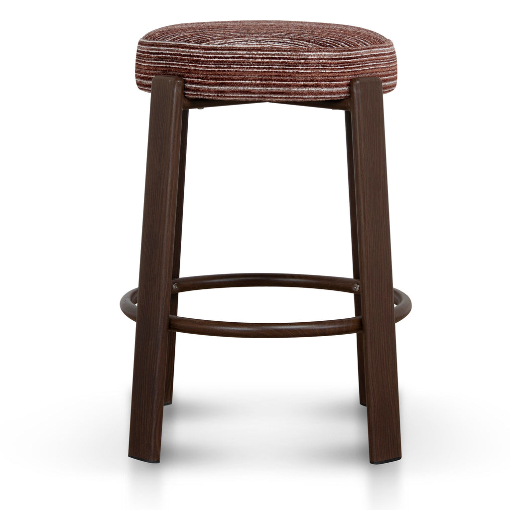 Walnut Barstool - Burgundy Stripe