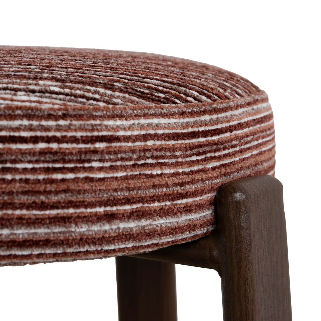 Walnut Barstool - Burgundy Stripe