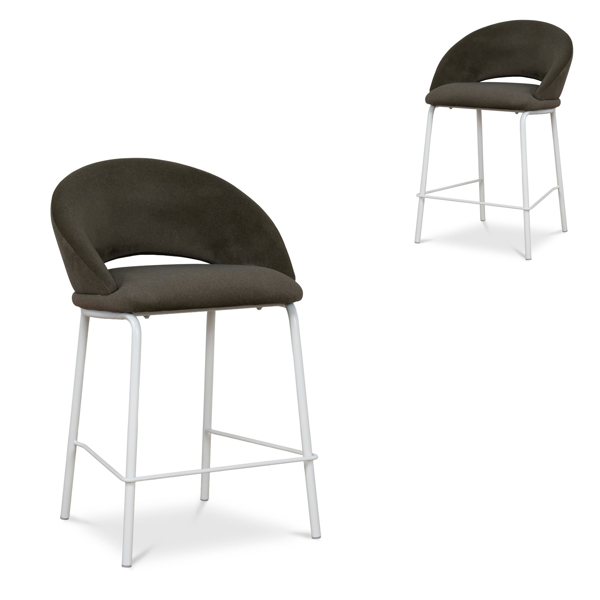 White Amalfi Bar Stool - Dark Moss Green (Set of 2)