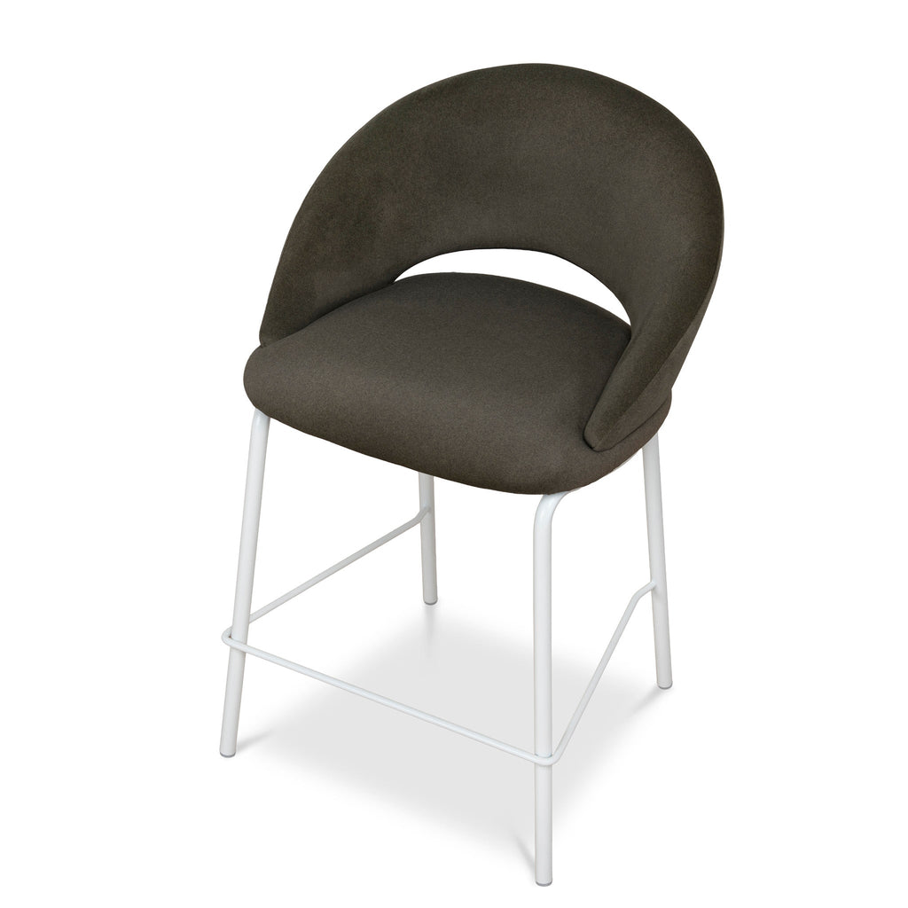 White Amalfi Bar Stool - Dark Moss Green (Set of 2)