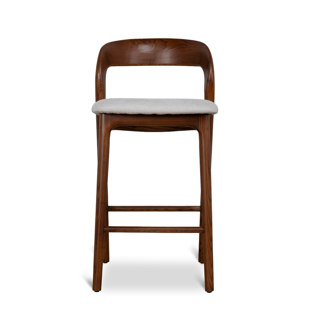 65cm Walnut Amalfi Bar Stool - Naxos Beige