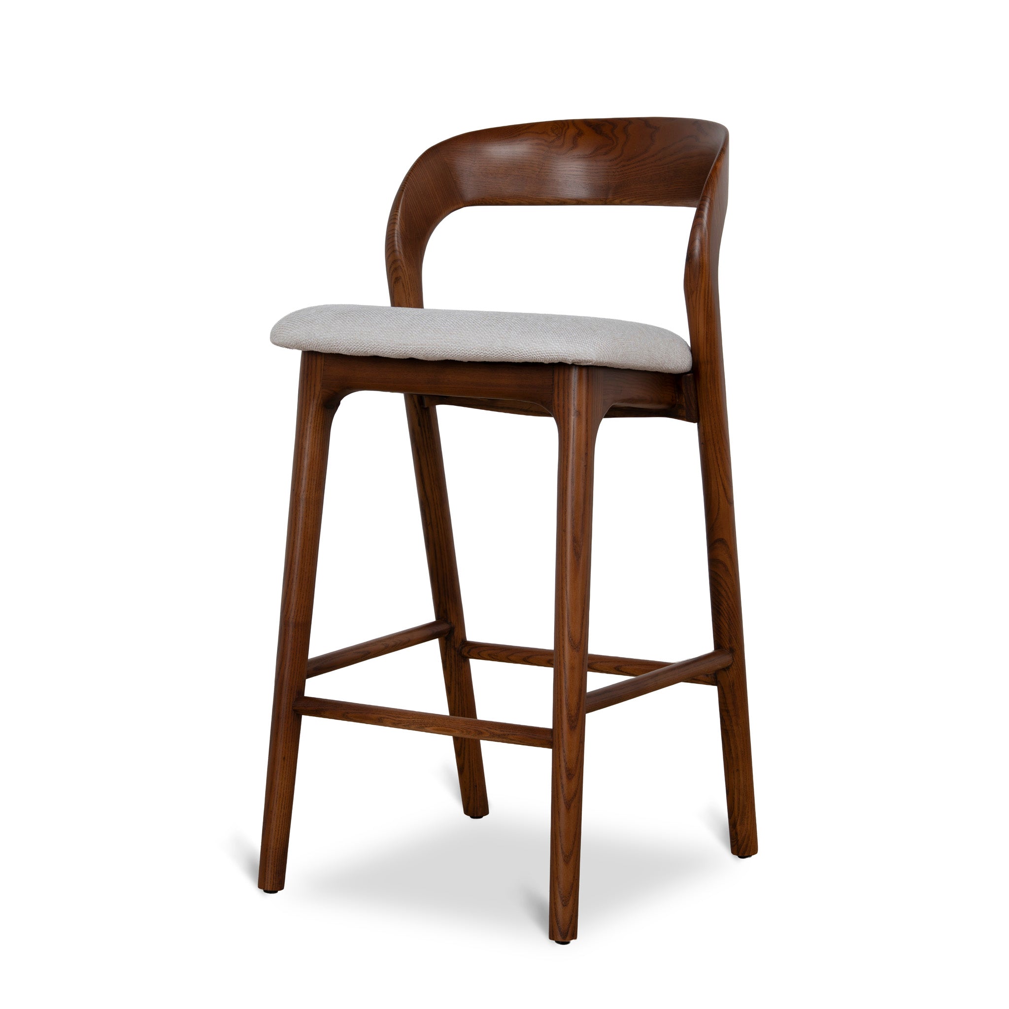 65cm Walnut Amalfi Bar Stool - Naxos Beige
