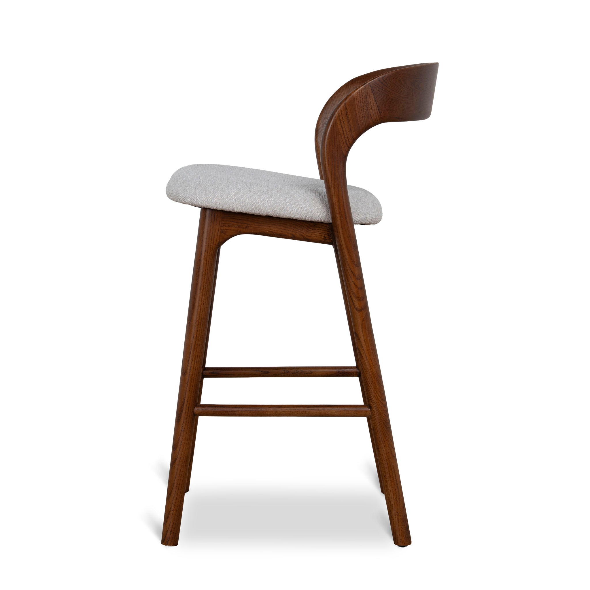 65cm Walnut Amalfi Bar Stool - Naxos Beige