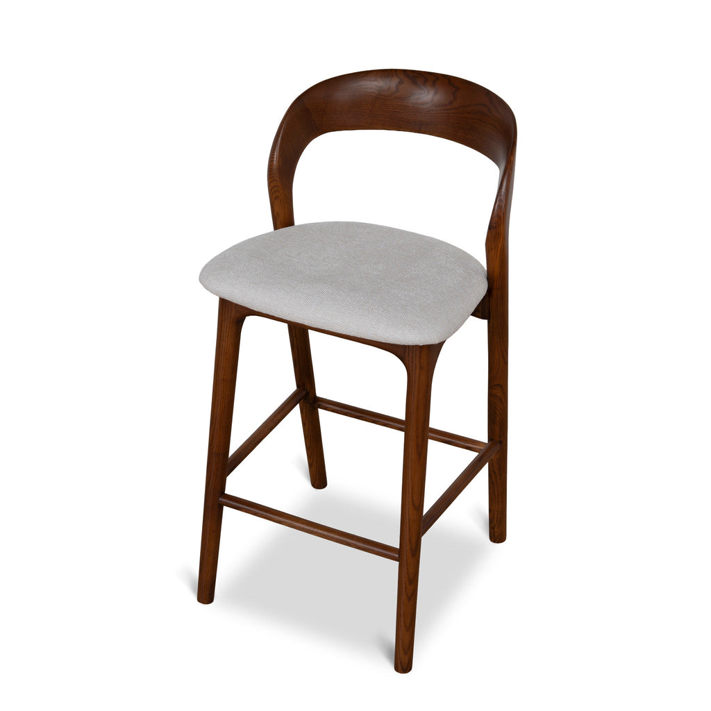 65cm Walnut Amalfi Bar Stool - Naxos Beige