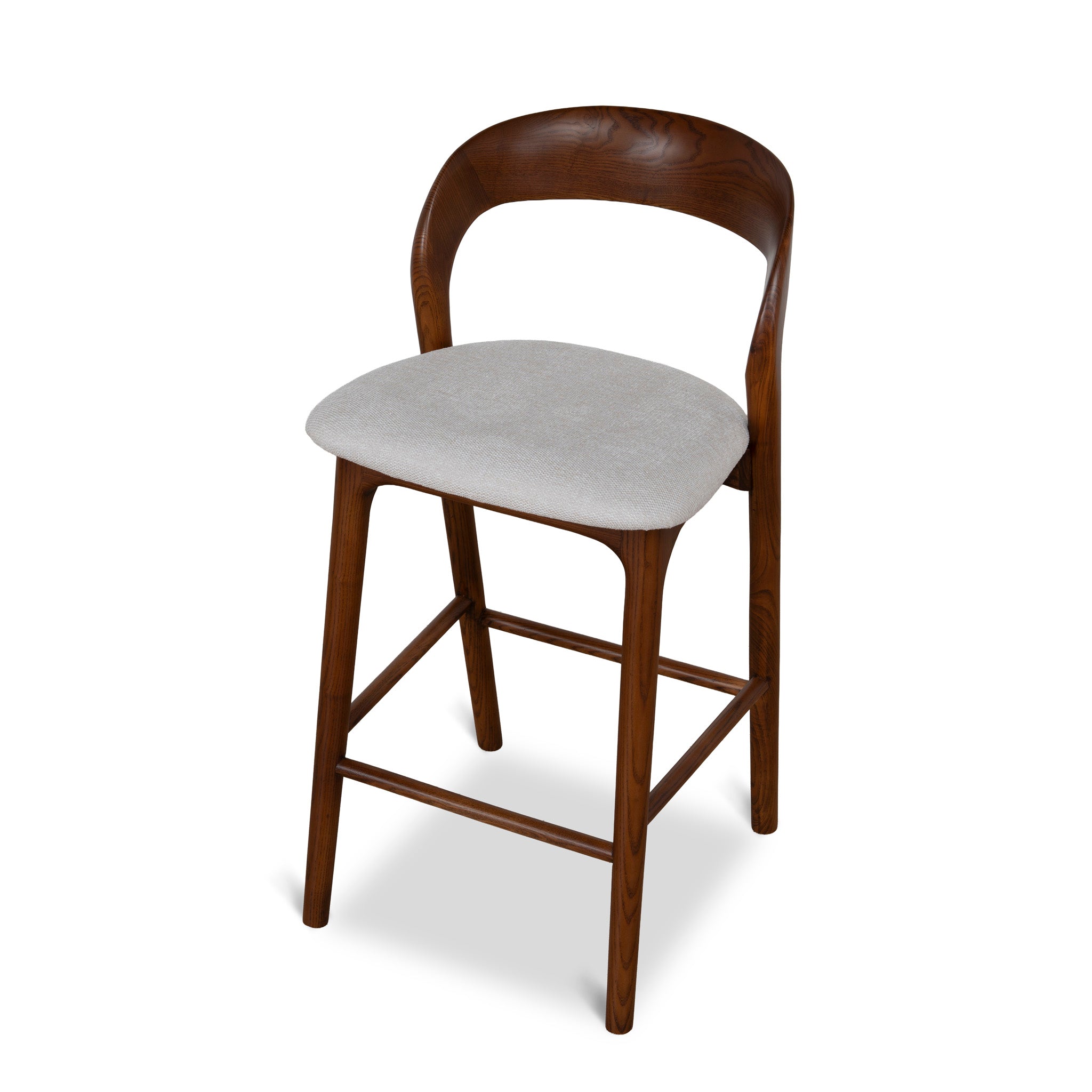 65cm Walnut Amalfi Bar Stool - Naxos Beige