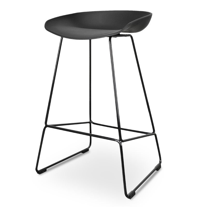 65cm Amalfi Bar Stool - Black Seat With Black Frame