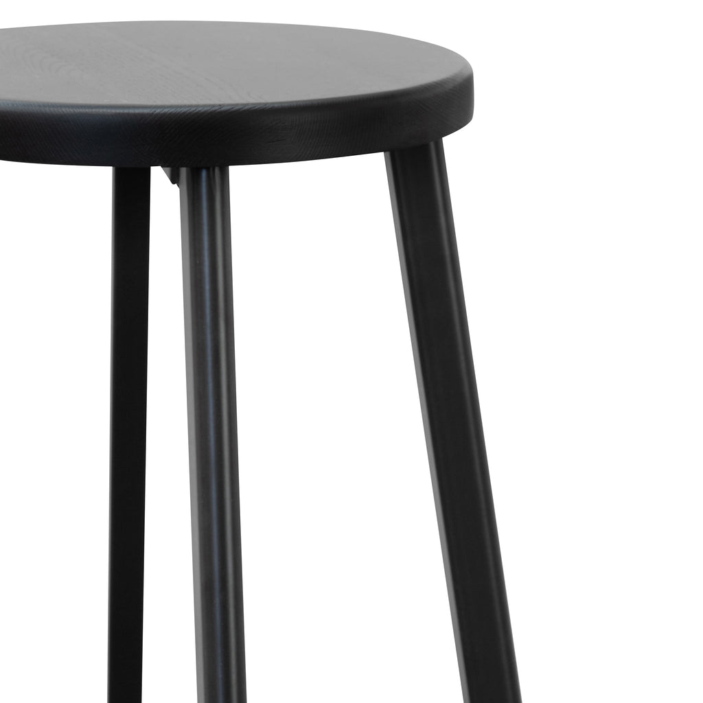 46cm Wooden Seat Amalfi Low Stool - Full Black (Set of 2)