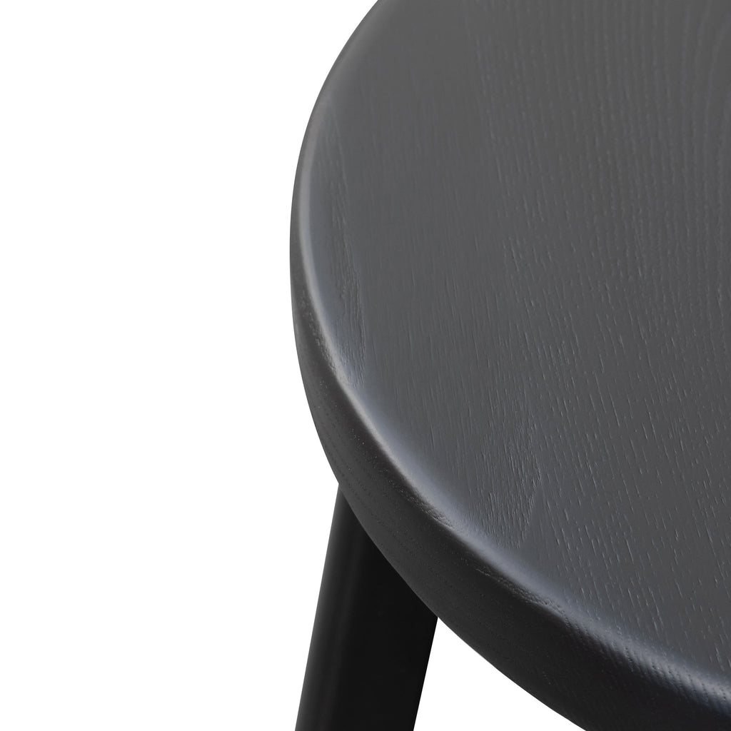 46cm Wooden Seat Amalfi Low Stool - Full Black (Set of 2)