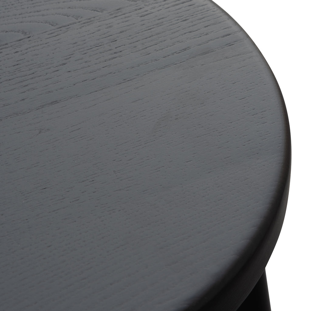 46cm Wooden Seat Amalfi Low Stool - Full Black (Set of 2)