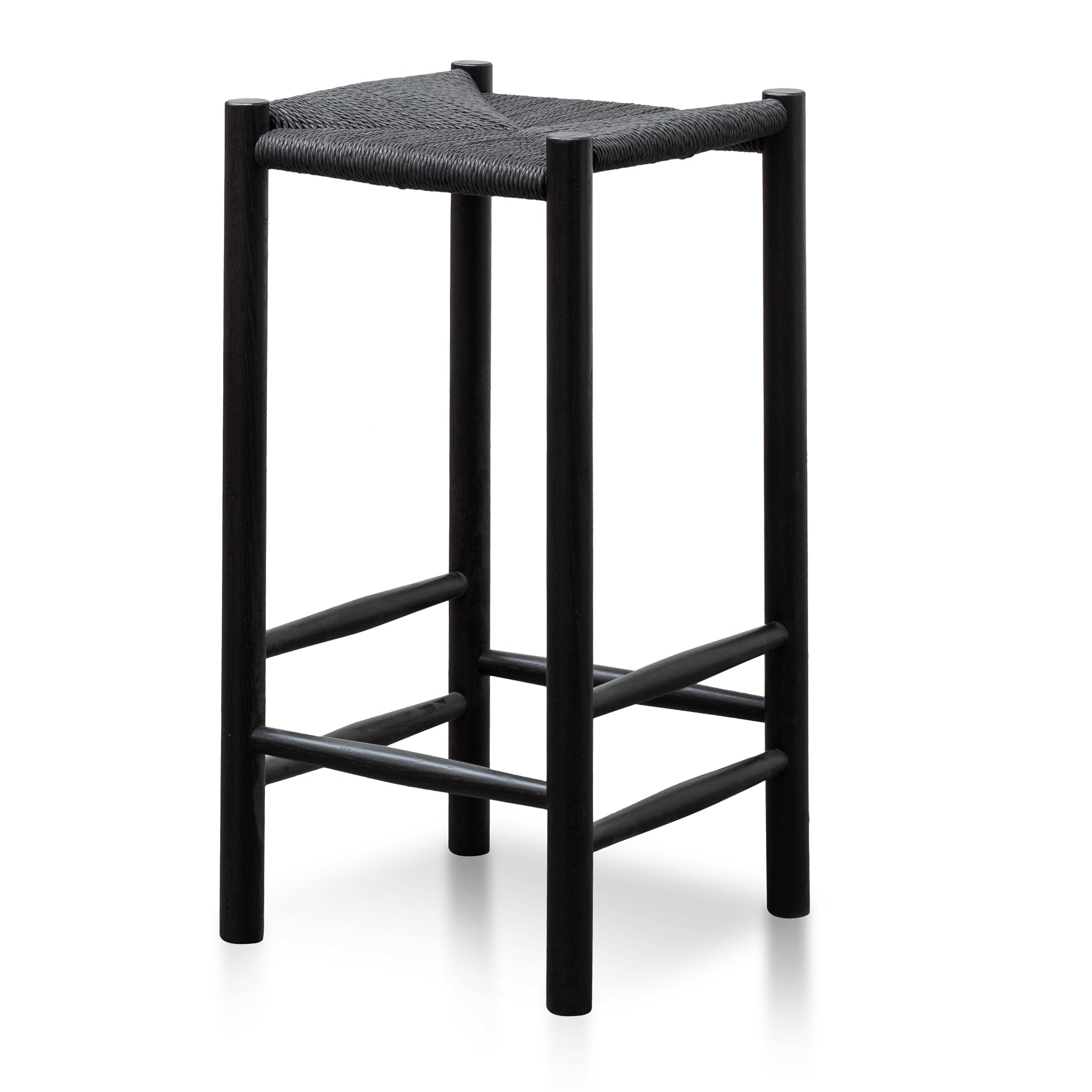 65cm Oak Amalfi Bar Stool - Black
