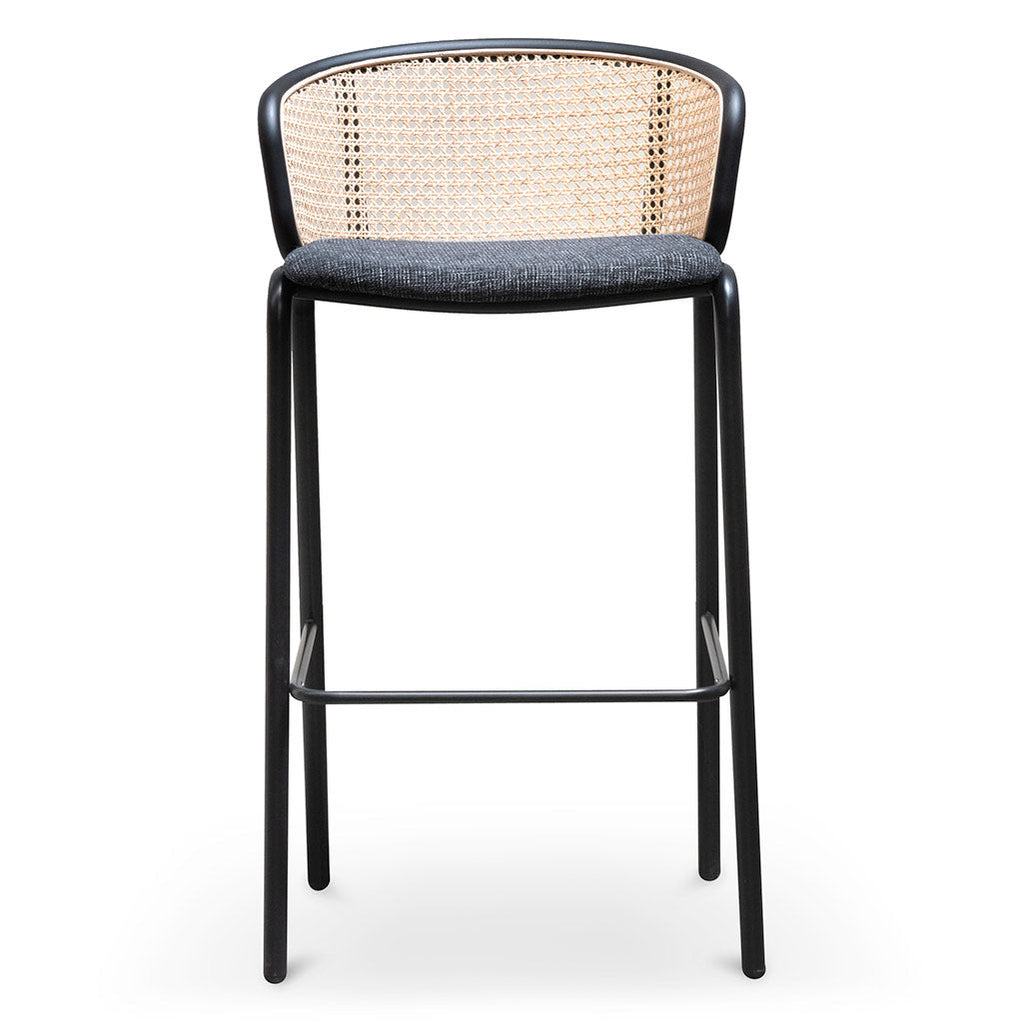 75cm Fabric Amalfi Bar Stool - Black Legs