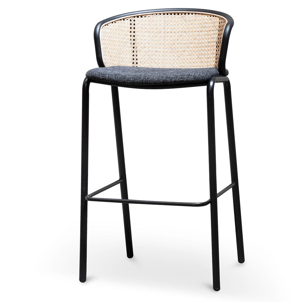 75cm Fabric Amalfi Bar Stool - Black Legs