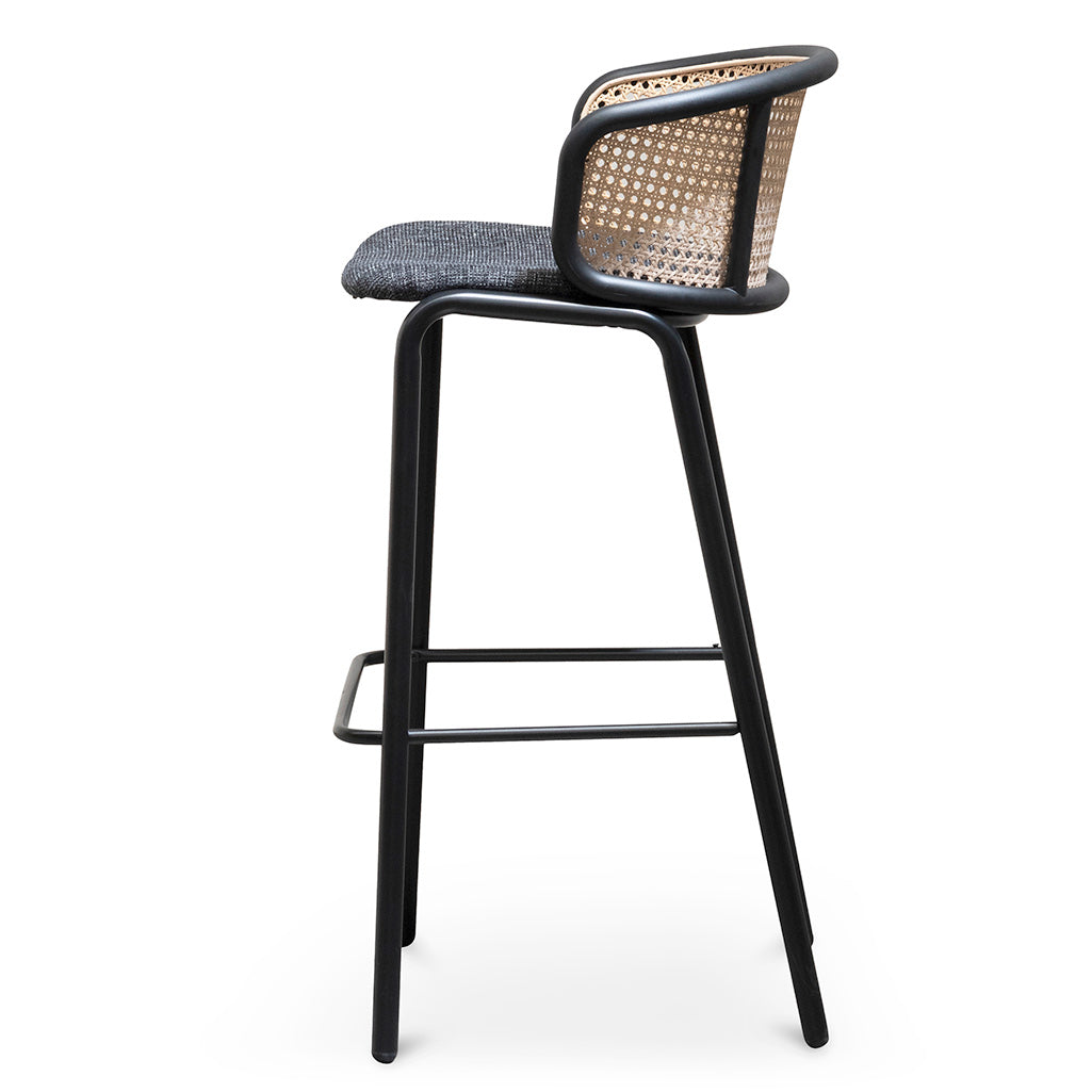 75cm Fabric Amalfi Bar Stool - Black Legs