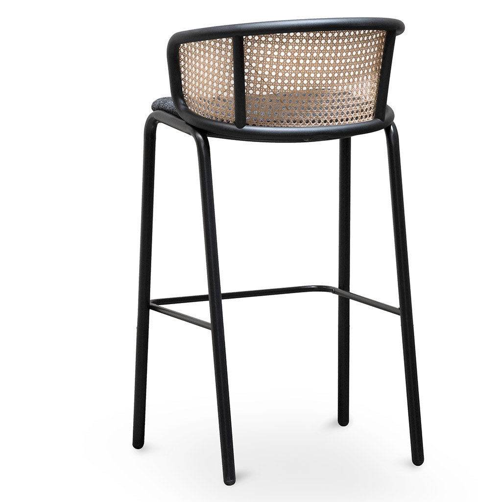 75cm Fabric Amalfi Bar Stool - Black Legs