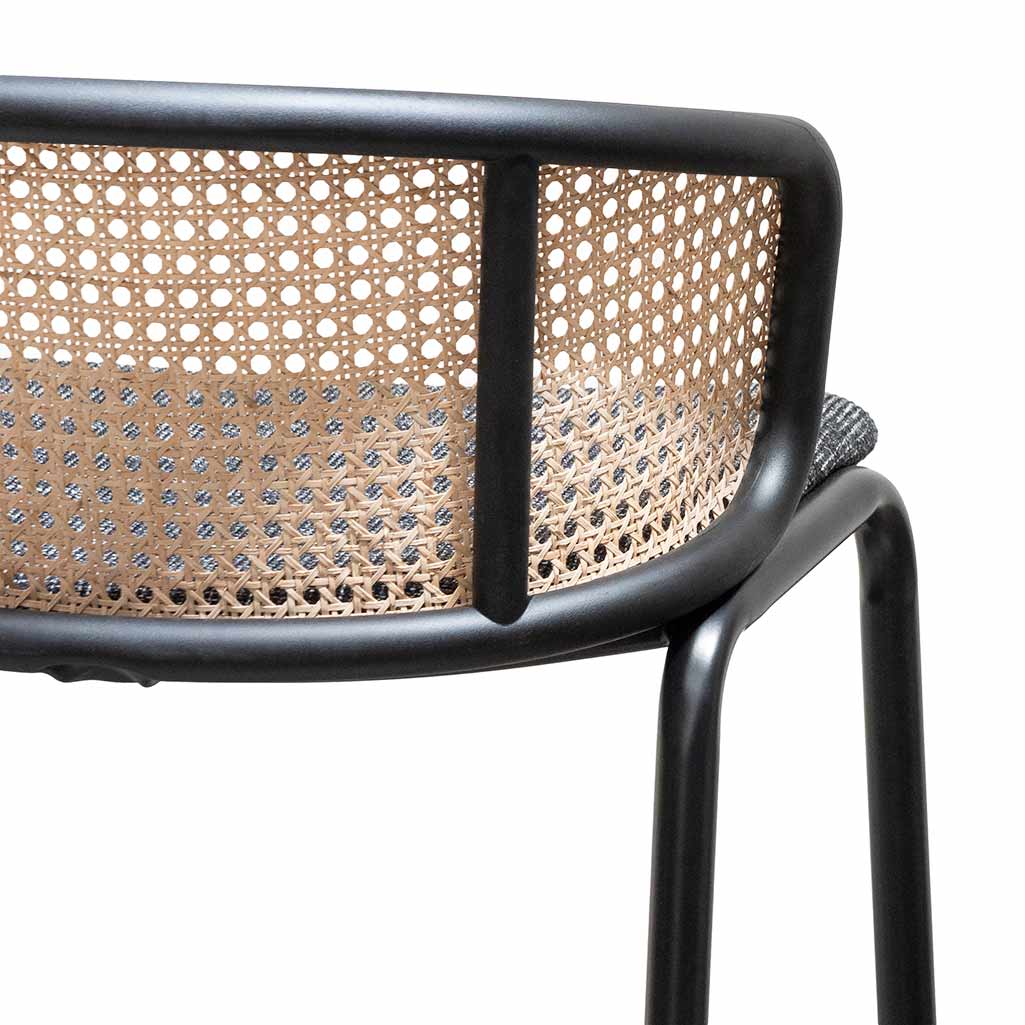 75cm Fabric Amalfi Bar Stool - Black Legs