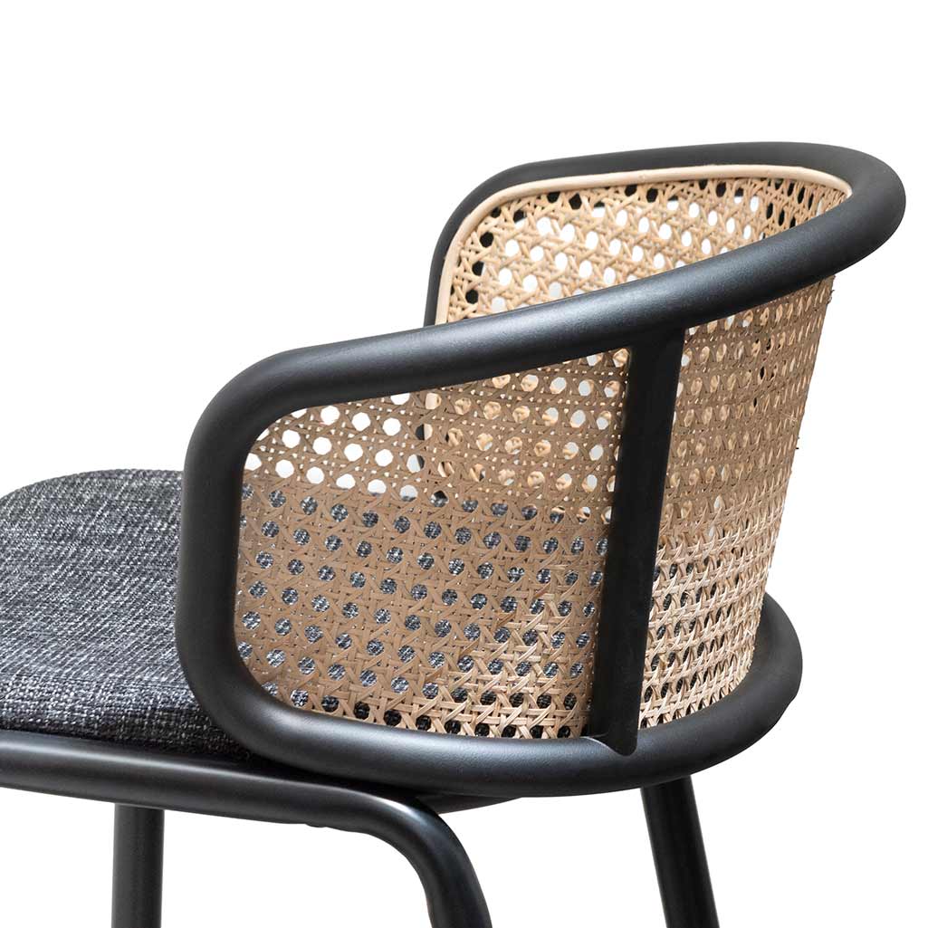 75cm Fabric Amalfi Bar Stool - Black Legs