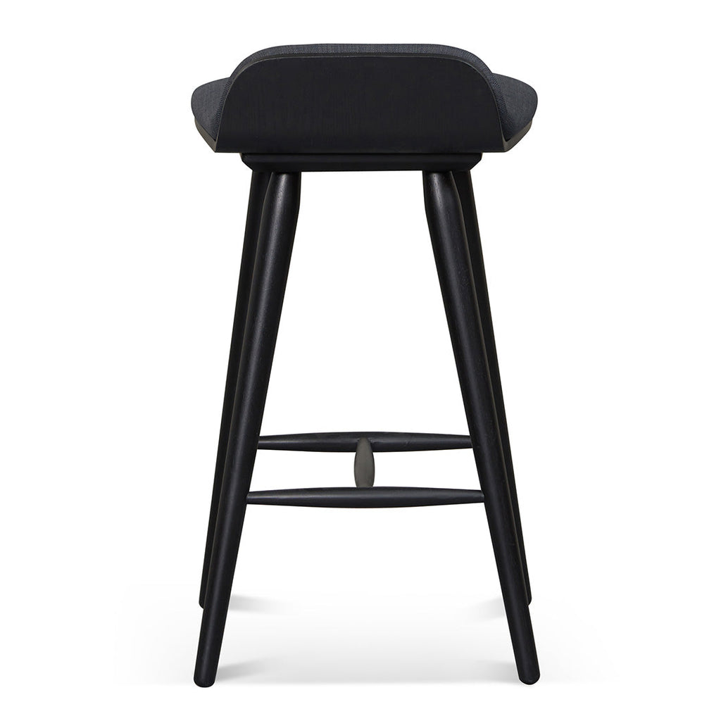 65cm Wooden Amalfi Bar Stool - Charcoal Black