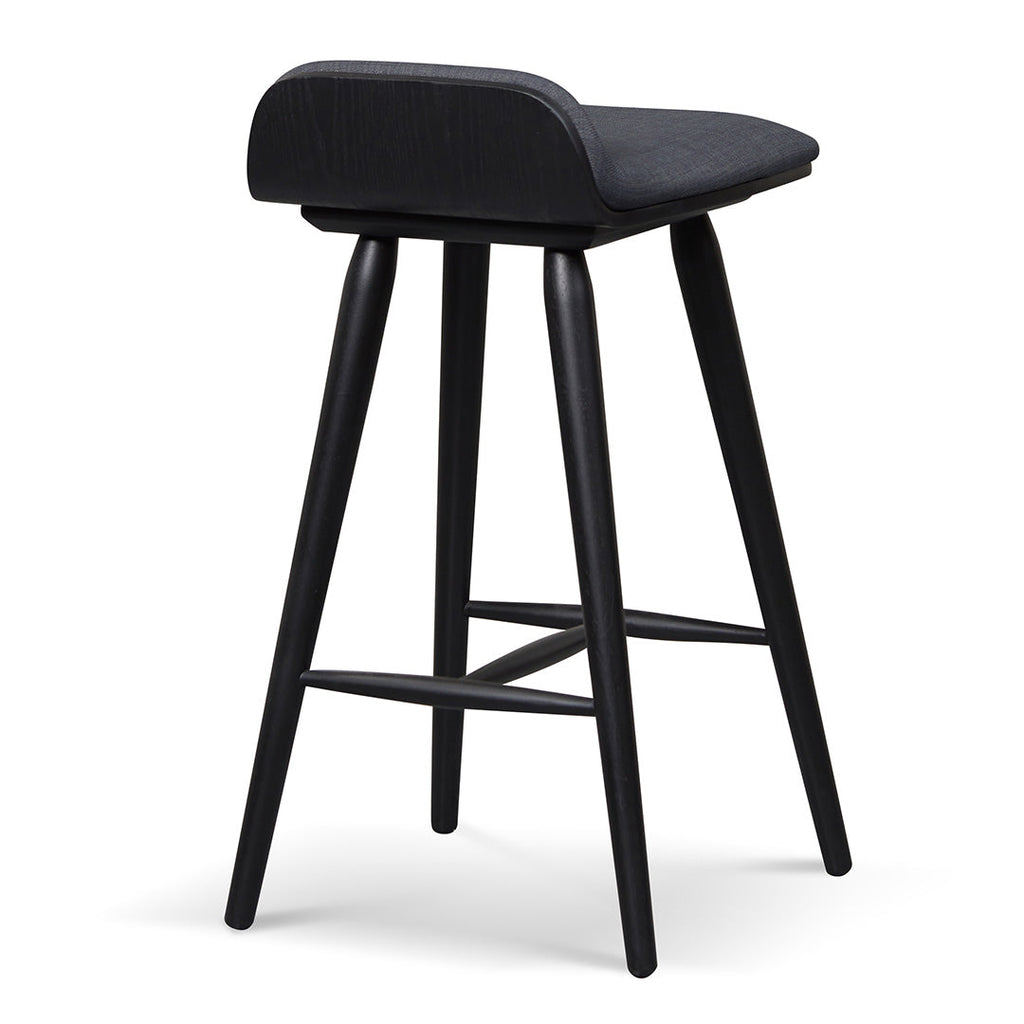 65cm Wooden Amalfi Bar Stool - Charcoal Black