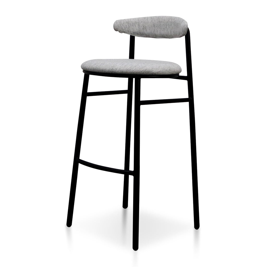 65cm Fabric Amalfi Bar Stool - Silver Grey and Black Legs (Set of 2)