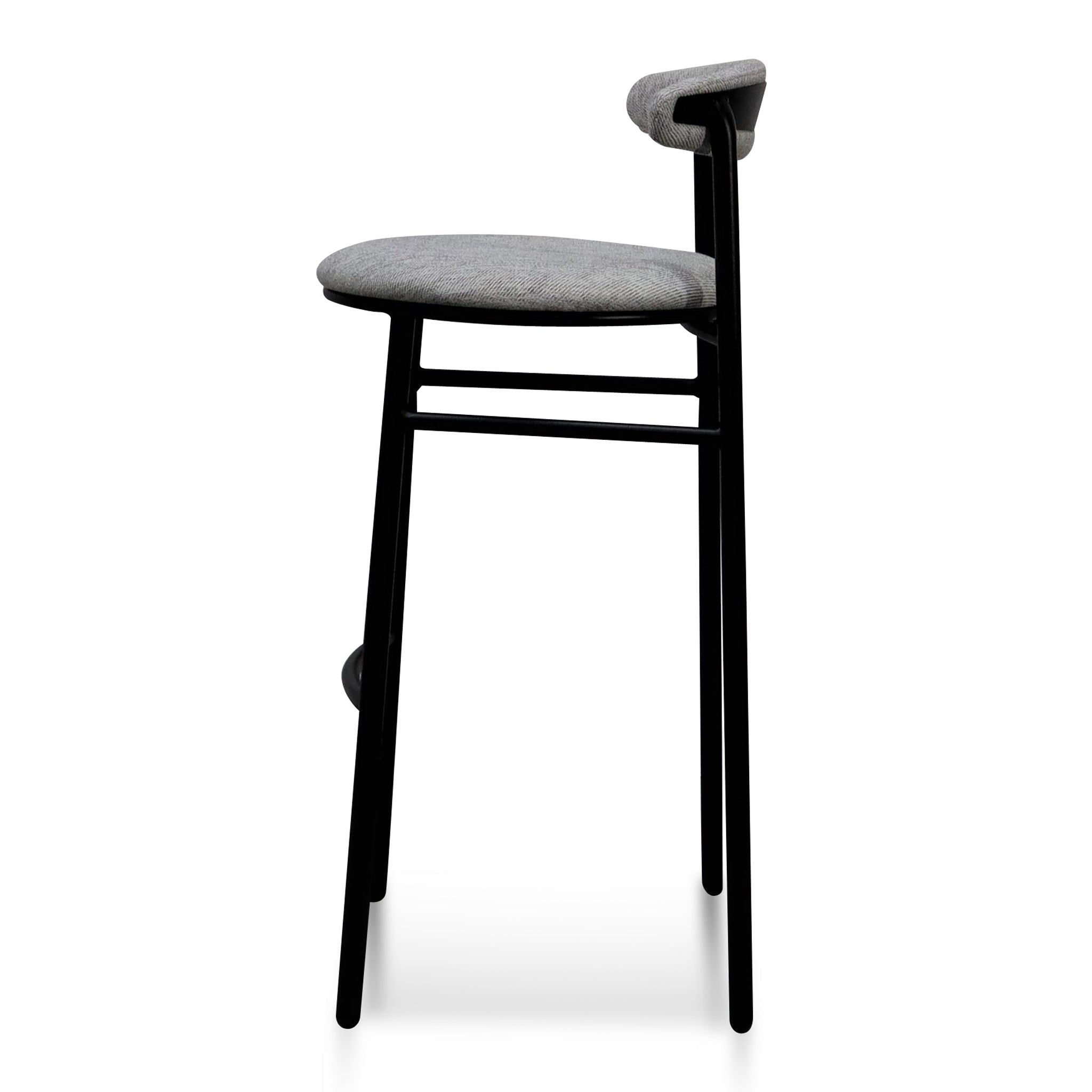 65cm Fabric Amalfi Bar Stool - Silver Grey and Black Legs (Set of 2)