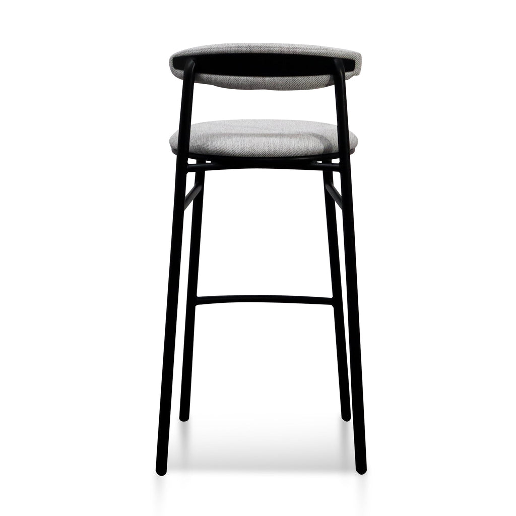65cm Fabric Amalfi Bar Stool - Silver Grey and Black Legs (Set of 2)