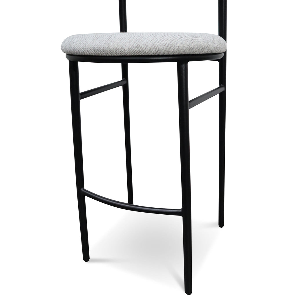 65cm Fabric Amalfi Bar Stool - Silver Grey and Black Legs (Set of 2)