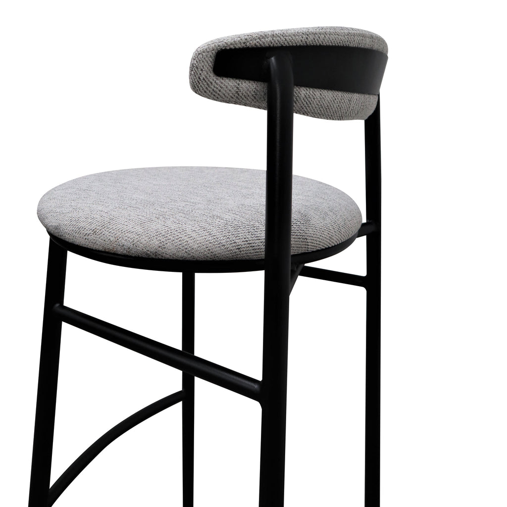 65cm Fabric Amalfi Bar Stool - Silver Grey and Black Legs (Set of 2)