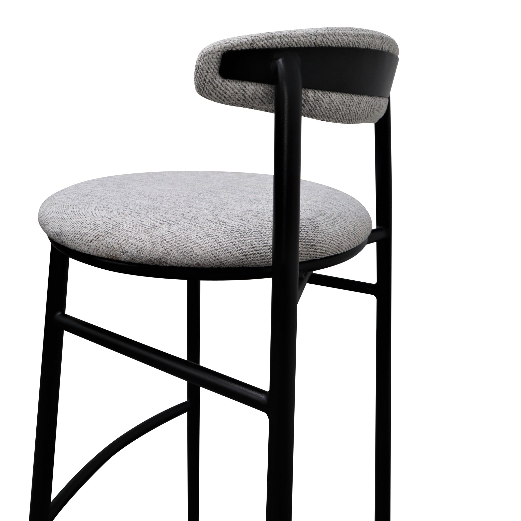 65cm Fabric Amalfi Bar Stool - Silver Grey and Black Legs (Set of 2)