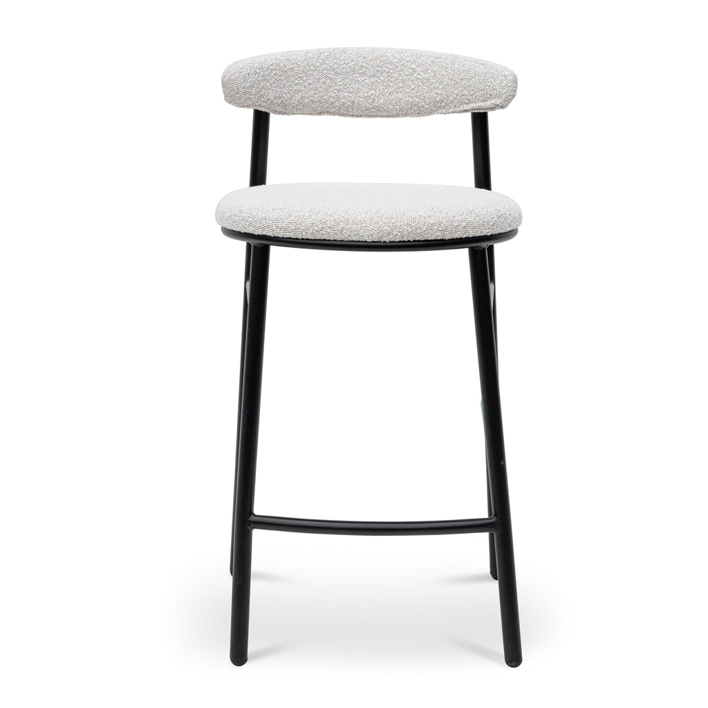 65cm Amalfi Bar Stool - Moon White Boucle and Black Legs (Set of 2)