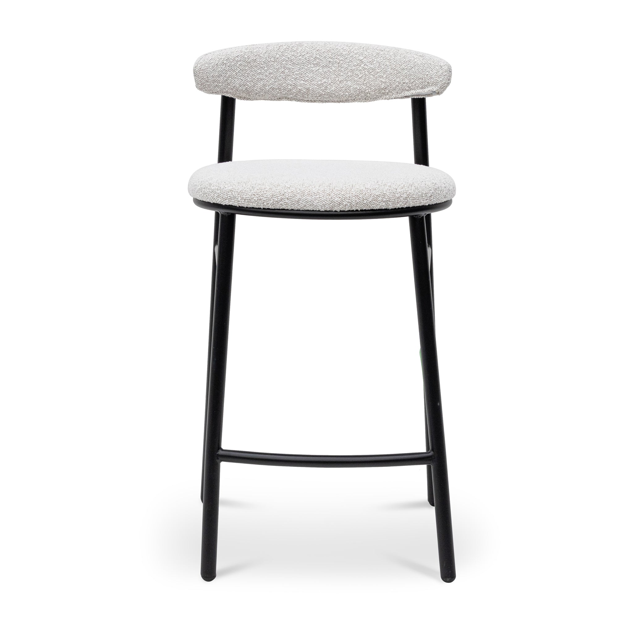 65cm Amalfi Bar Stool - Moon White Boucle and Black Legs (Set of 2)