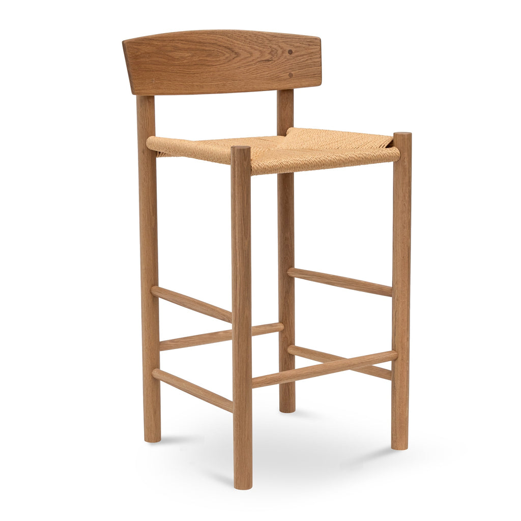 65cm Amalfi Bar Stool - Natural with Back Rest