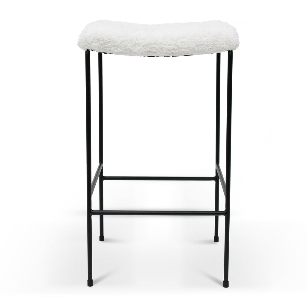 65cm Amalfi Bar Stool - White Synthetic Wool