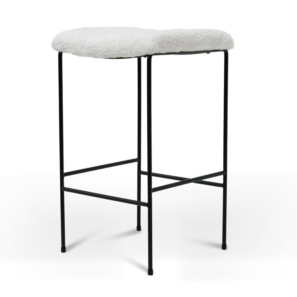 65cm Amalfi Bar Stool - White Synthetic Wool