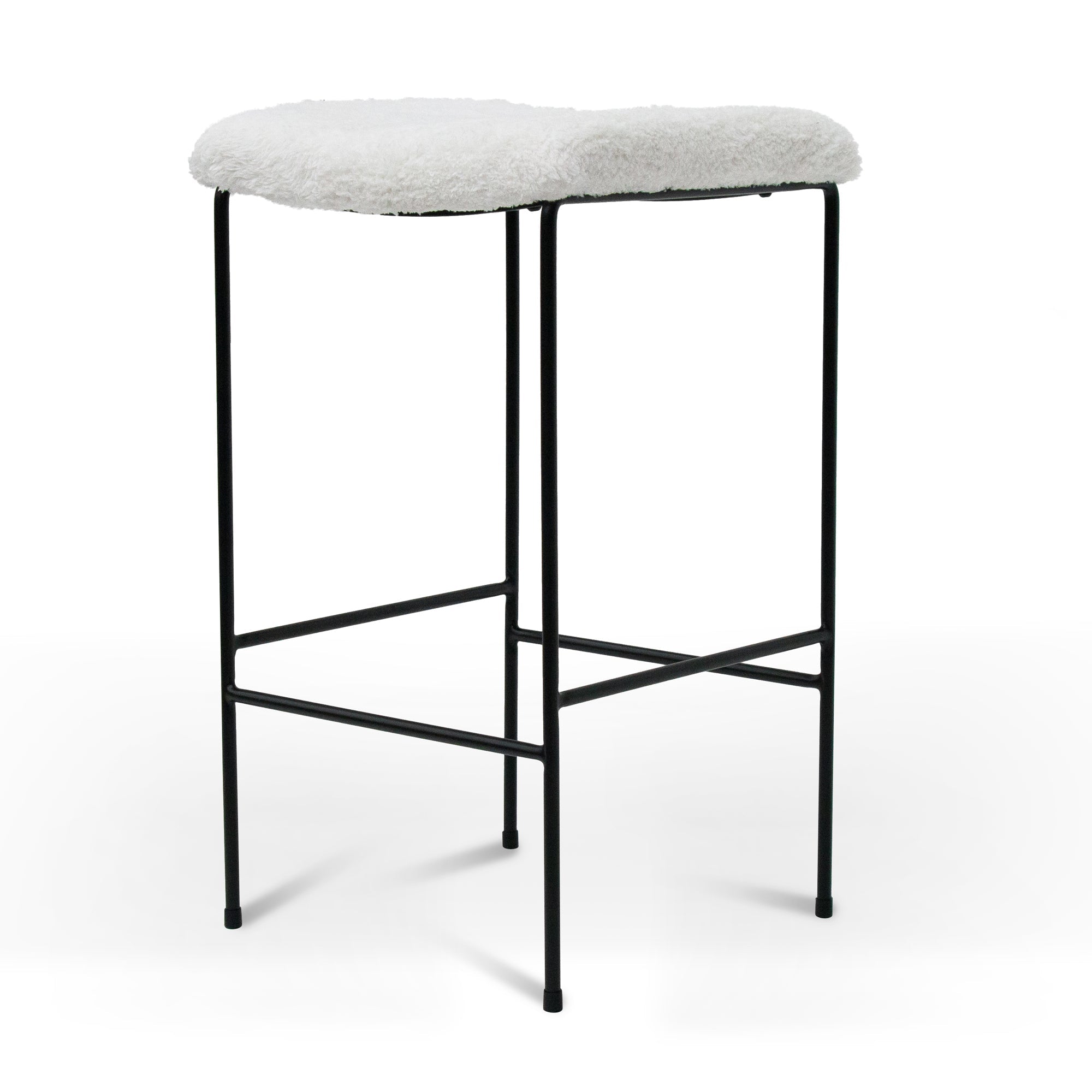 65cm Amalfi Bar Stool - White Synthetic Wool